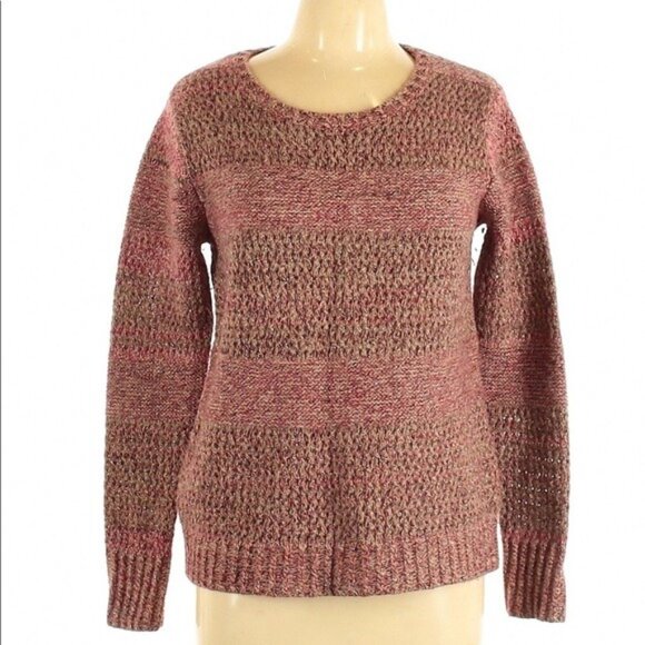 Fossil Striped Woven Metallic Knit Merino Wool Lambswool Cashmere Sweater XS - Picture 1 of 7